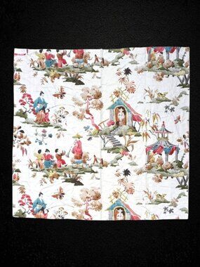Brunschwig & Fils Discontinued Swiss Made Luang Meadow Chinoiserie Fabric Panel